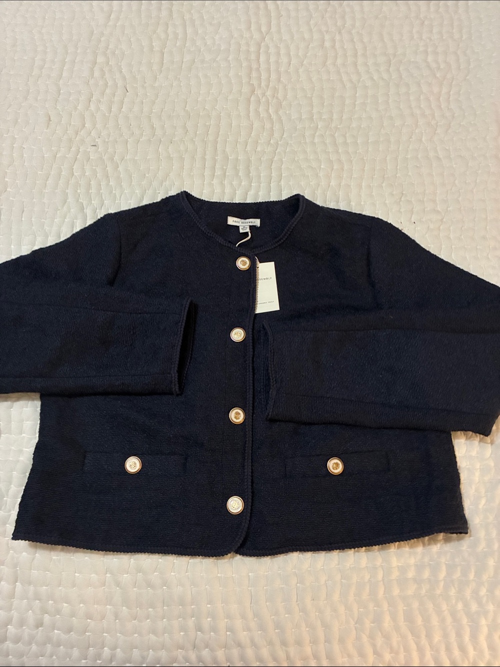Free Assembly Women's Navy Button-Front Blazer Size XL NWT